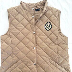 NWT Black Label Ralph Lauren Women's Large Birch Tan Quilted Vest